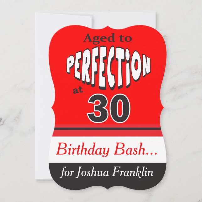 Aged to Perfection at 30 | 30th Birthday Invitation (Front)