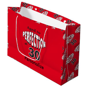 Aged to Perfection at 30   30th Birthday Large Gift Bag