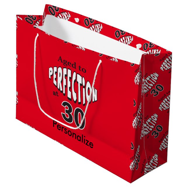Aged to Perfection at 30 | 30th Birthday Large Gift Bag (Front Angled)