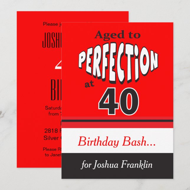 Aged to Perfection at 40 Invitation (Front/Back)
