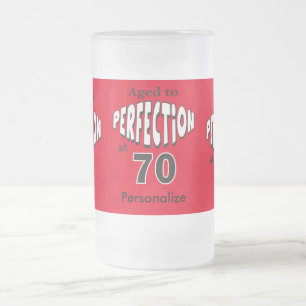 Aged to Perfection at 70   70th Birthday Frosted Glass Beer Mug