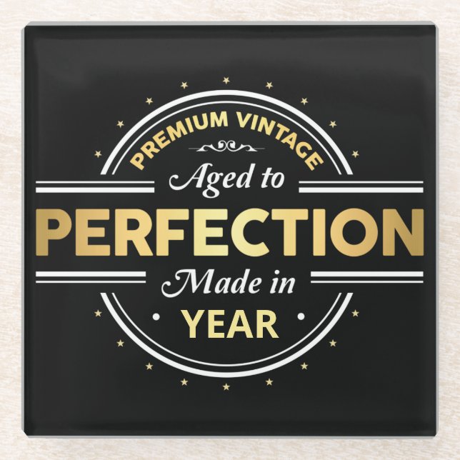 Aged to Perfection Birth Year Glass Coaster (Front)