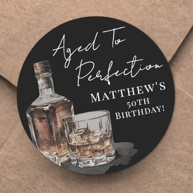 Aged To Perfection Birthday Classic Round Sticker (Aged To Perfection Birthday Classic Round Sticker )