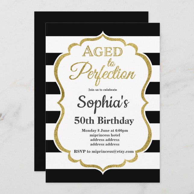 aged to perfection birthday invitation (Front/Back)