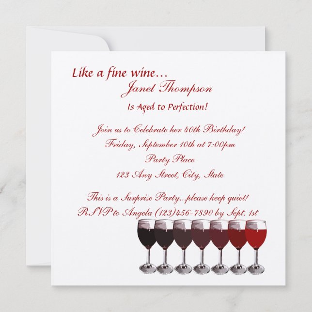 Aged to Perfection/ Birthday Invite (Front)