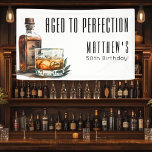 Aged To Perfection Birthday Party Banner<br><div class="desc">Aged To Perfection 50th Birthday Party Banner. Celebrate a milestone in style with this sophisticated birthday banner, featuring the same bold design as the original matchbox sticker. The layout highlights “Aged To Perfection” along with the birthday person’s name and age in elegant black fonts, set on a clean white background...</div>