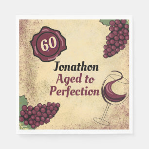 Aged to perfection birthday party wine tasting napkin
