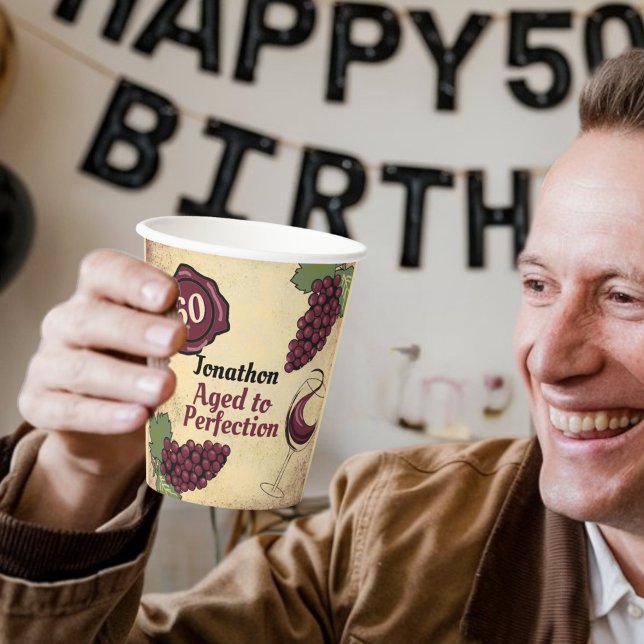 Aged to perfection birthday party wine tasting  paper cups (Creator Uploaded)