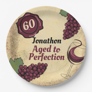 Aged to perfection birthday party wine tasting paper plate