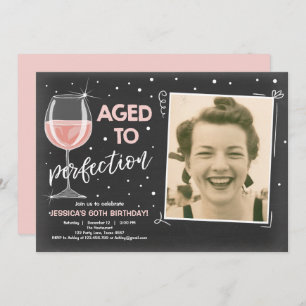 Aged to Perfection Birthday Wine Adult Birthday Invitation