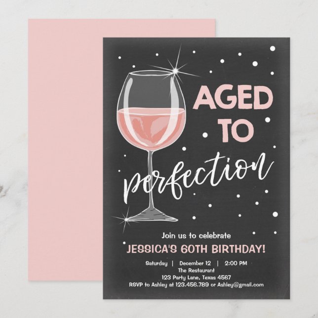 Aged to Perfection Birthday Wine Adult Birthday Invitation (Front/Back)