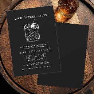 Aged To Perfection Black Birthday Party Invitation