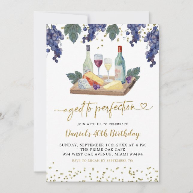 Aged to Perfection Charcuterie Adult Birthday Invitation (Front)