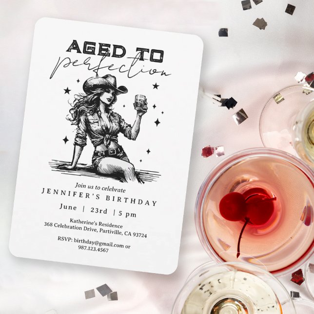 Aged to Perfection Chic Cowgirl Birthday Party  Invitation (Creator Uploaded)