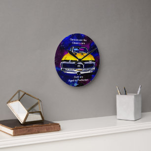 Aged to Perfection Classic Car Round Clock