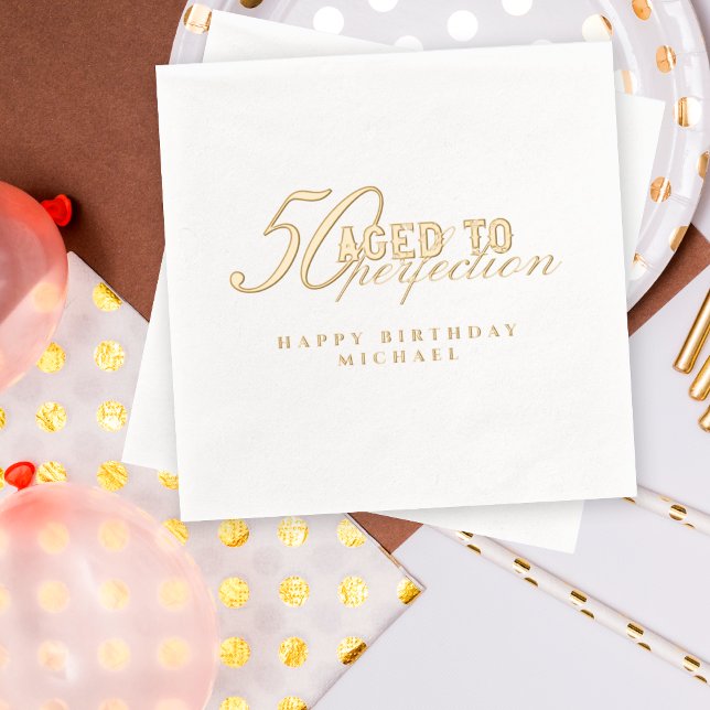 Aged to Perfection Elegant 50th Birthday Party  Foil Napkins (Creator Uploaded)