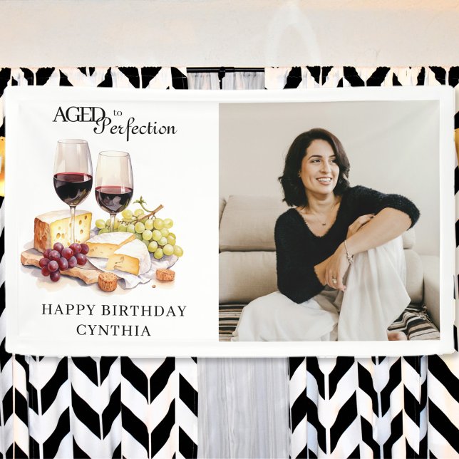 Aged to Perfection Elegant Wine 50th Birthday Banner (Creator Uploaded)
