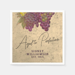 Aged to Perfection Elegant Wine Theme Party Napkin