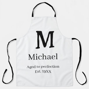 Aged to perfection est. 19XX monogram name letter Apron