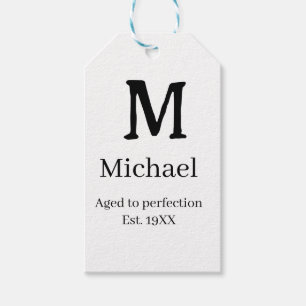 Aged to perfection est. 19XX monogram name letter Gift Tags