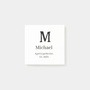 Aged to perfection est. 19XX monogram name letter Post-it Notes