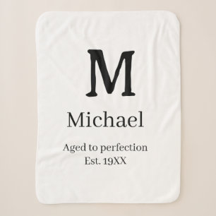 Aged to perfection est. 19XX monogram name letter Sherpa Blanket