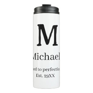 Aged to perfection est. 19XX monogram name letter Thermal Tumbler