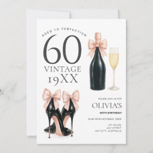 Aged to Perfection Glam 60th Champagne Birthday  Invitation