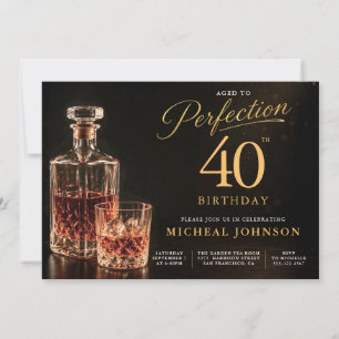 Aged to Perfection Gold Black 40th Birthday Invitation