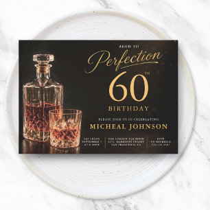 Aged to Perfection Gold Black 60th Birthday  Invitation