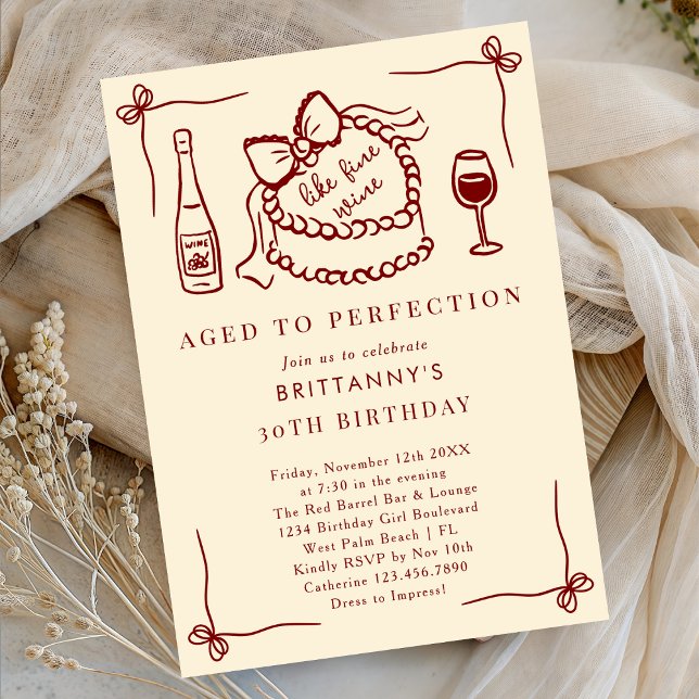 Aged To Perfection Like Fine Wine Birthday Party Invitation (Creator Uploaded)