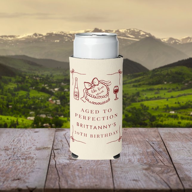 Aged To Perfection Like Fine Wine Birthday Party Seltzer Can Cooler (Creator Uploaded)