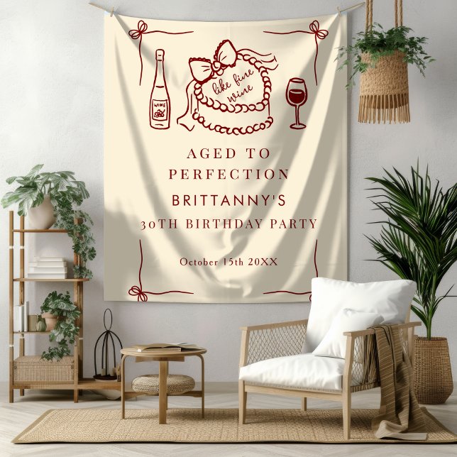 Aged To Perfection Like Fine Wine Birthday Party Tapestry (Creator Uploaded)