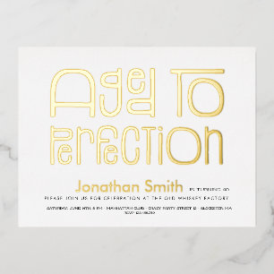 Aged to perfection man's birthday party  foil invitation postcard