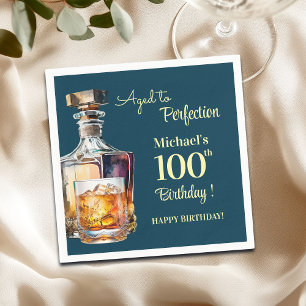 Aged to Perfection Men 100th Whiskey Birthday Napkin