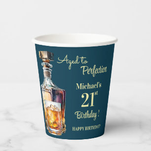 Aged to Perfection Men 21st Whiskey Birthday Paper Cups