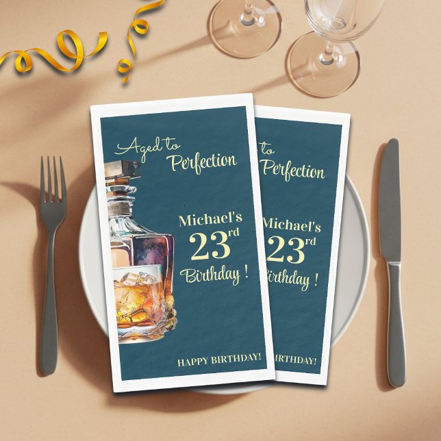 Aged to Perfection Men 23rd Whiskey Birthday Napkin (Creator Uploaded)