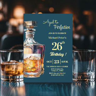 Aged to Perfection Men 26th Whiskey Birthday  Invitation
