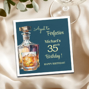 Aged to Perfection Men 35th Whiskey Birthday Napkin