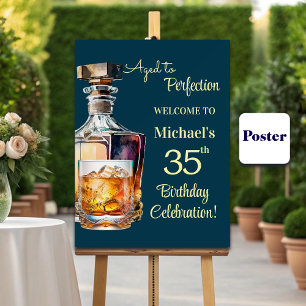 Aged to Perfection Men 35th Whiskey Birthday Poster