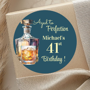 Aged to Perfection Men 41st Whiskey Birthday Classic Round Sticker