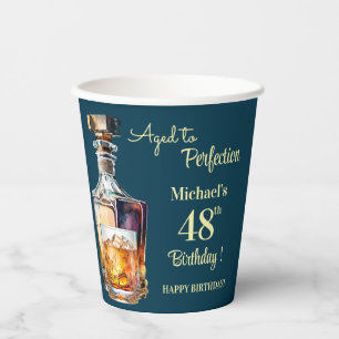 Aged to Perfection Men 48th Whiskey Birthday Paper Cups