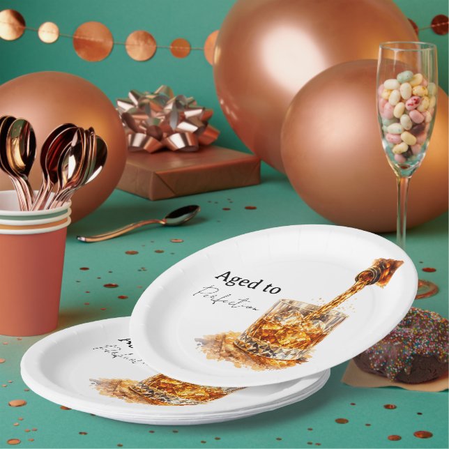 Aged To Perfection Men’s Birthday Party Paper Plate (Multi)