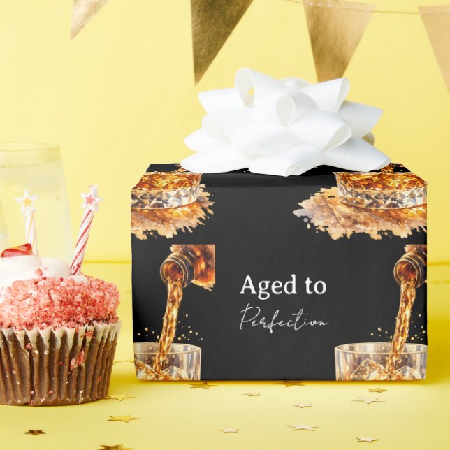 Aged To Perfection Men’s Birthday Party Wrapping Paper (Birthday Party)