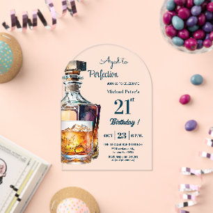 Aged to Perfection Men's 21st Whiskey Birthday  Acrylic Invitations