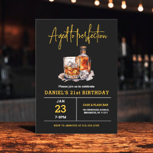Aged to Perfection Men's 21st Whiskey Birthday  Invitation