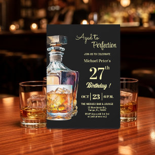 Aged to Perfection Men's 27th Whiskey Birthday Invitation