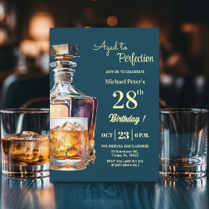 Aged to Perfection Men's 28th Whiskey Birthday  Invitation