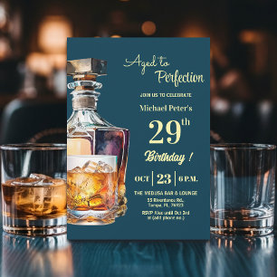 Aged to Perfection Men's 29th Whiskey Birthday  Invitation