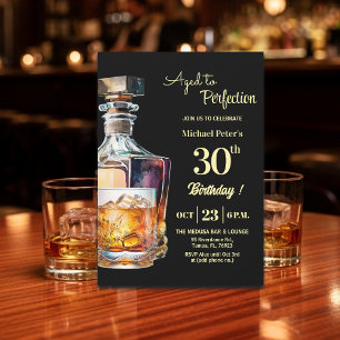 Aged to Perfection Men's 30th Whiskey Birthday Invitation